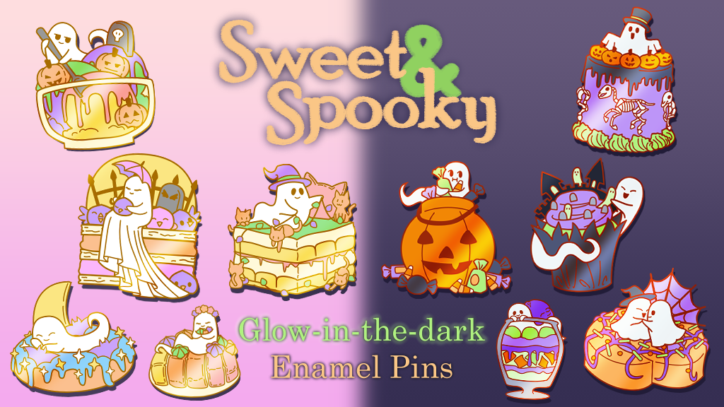 Sweet & Spooky: a Ghostly Dessert Enamel Pin Set