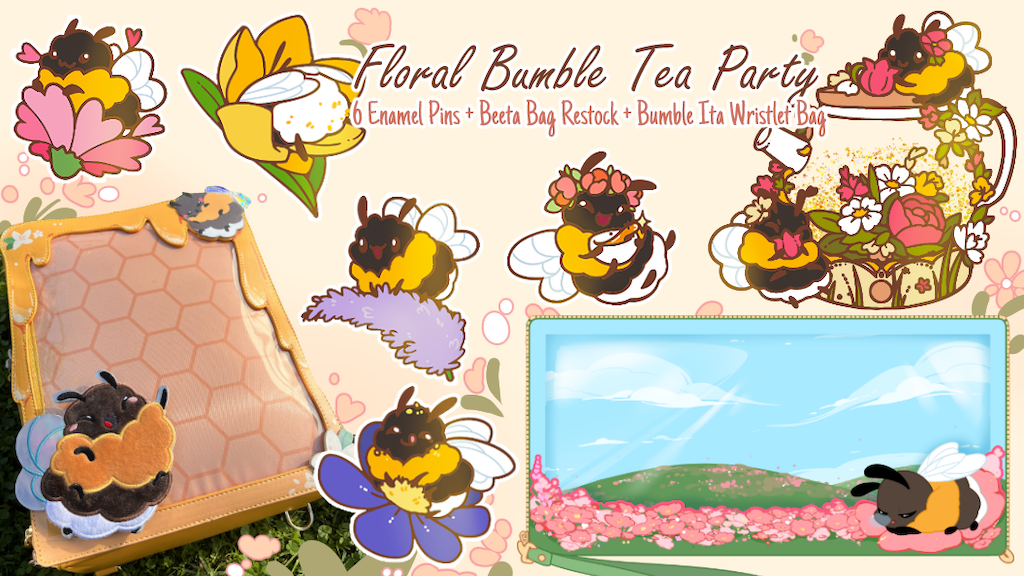 Floral Bumble Tea Party: Enamel Pins and Accessories